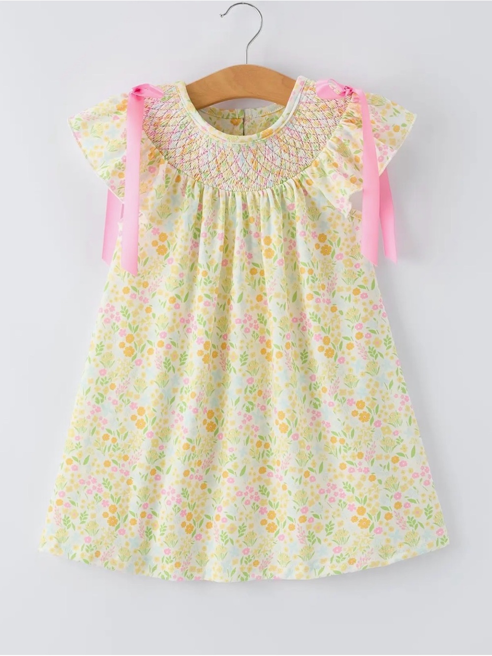 Rylee Faith Spring Floral Smocked Girls Dress
